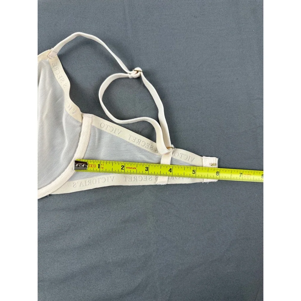 Victoria's Secret Sheer Mesh Unlined‎ Demi Balconette Bra Beige 32C